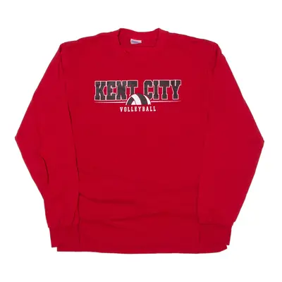 PORT & COMPANY Kent City Volleyball USA T-Shirt Red Long Sleeve Mens M
