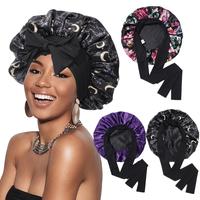 Reversible Double Layer Two-Color Satin Bonnet Silk Like Texture for Sleeping Cap Hair Bonnet with Elastic Tie Band for Curly...