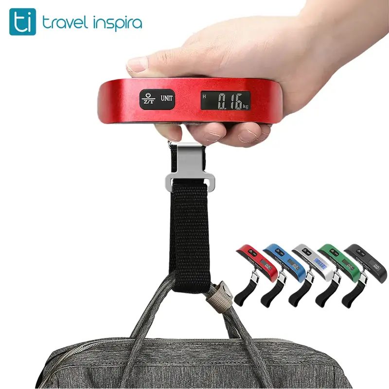 travel inspira, Digital Luggage Scale, 110lbs Hanging Baggage Scale with Backlit LCD Display, Portable Suitcase Weighing Scal...