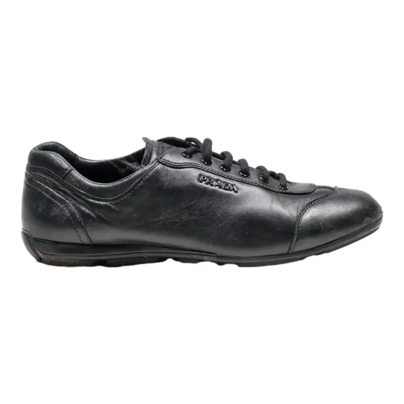 PRADA Low Top Trainers Black Leather Womens UK 5