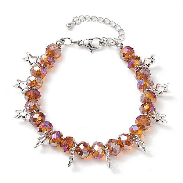 AB Color Faceted Rondelle Glass Beaded Bracelets
