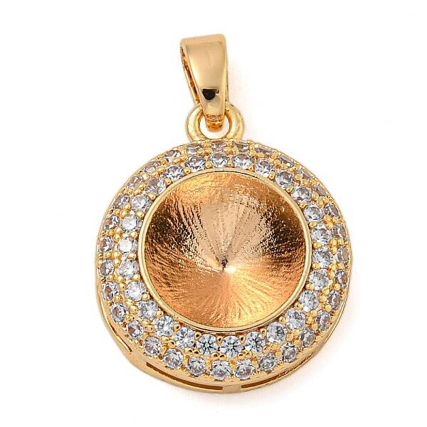 Brass Micro Pave Clear Cubic Zirconia Pendants