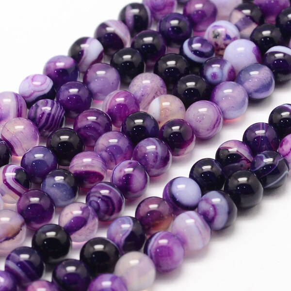 Natural Striped Agate/Banded Agate Bead Strands