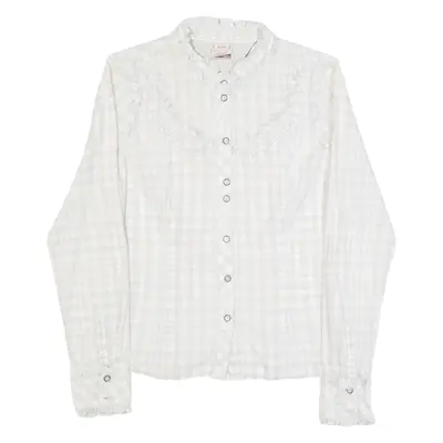 TOMMY HILFIGER Womens Printed Shirt Grey Long Sleeve Check M