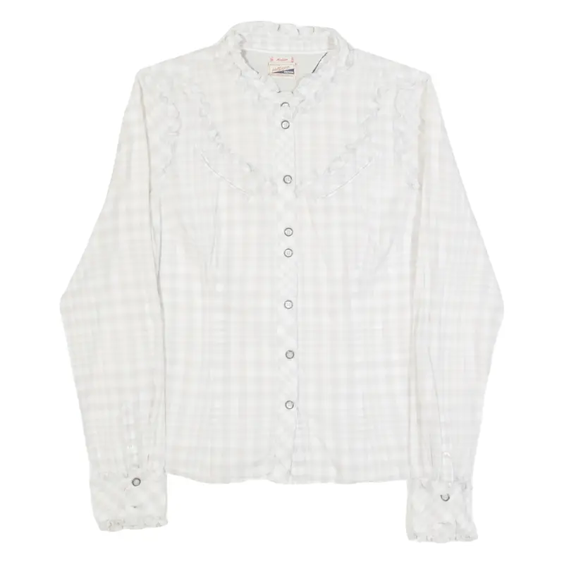 TOMMY HILFIGER Womens Printed Shirt Grey Long Sleeve Check M
