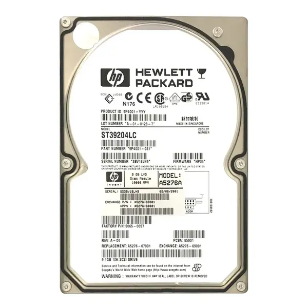 A5276-60001 HP 9.1GB Ultra-320 SCSI 10000 3.5-inch Hard Drive
