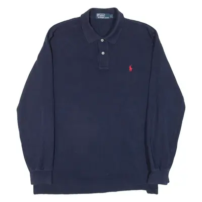 POLO RALPH LAUREN Mens Polo Shirt Blue Long Sleeve L