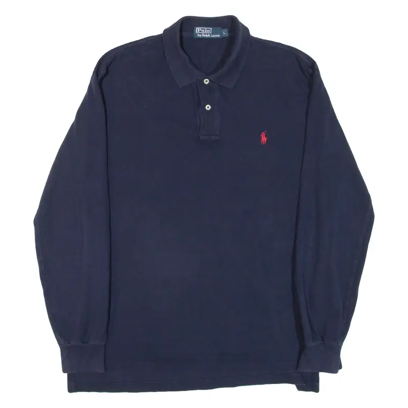POLO RALPH LAUREN Mens Polo Shirt Blue Long Sleeve L