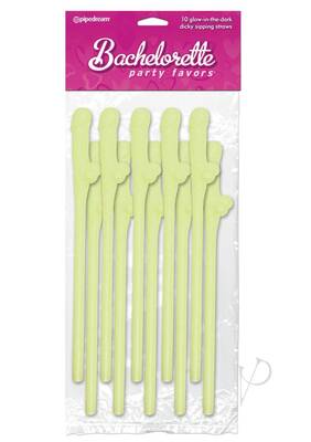 Bp Dicky Sipping Straws Glow 10pk(disc)