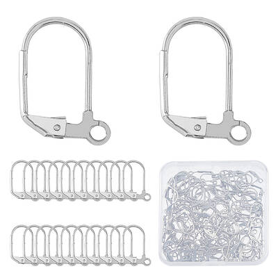 100Pcs 304 Stainless Steel Leverback Earring Findings