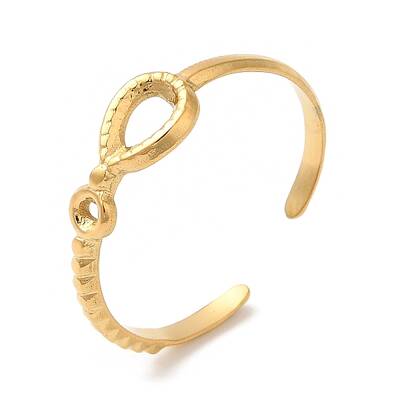 304 Stainless Steel Hollow Oval Open Cuff Rings for Women