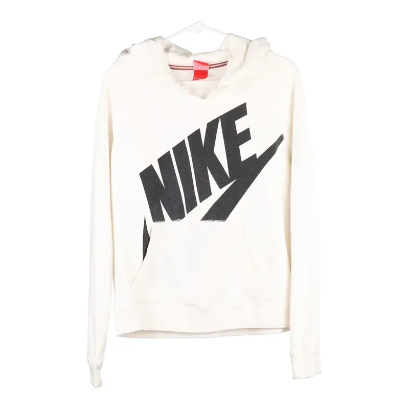 Age 16 Nike Spellout Hoodie - Large White Cotton Blend