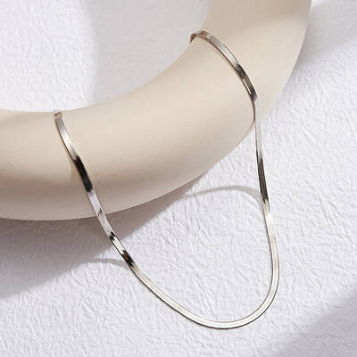 925 Sterling Silver Flat Snake Chain Necklaces for Women