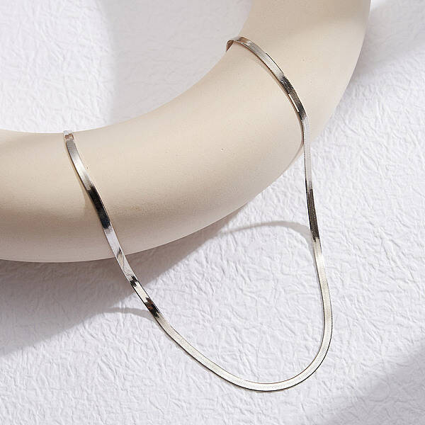 925 Sterling Silver Flat Snake Chain Necklaces for Women