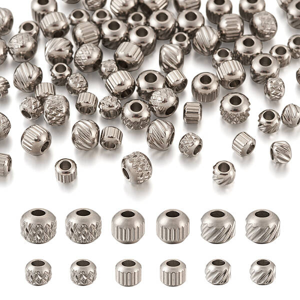 120Pcs 6 Style 303 Stainless Steel Spacer Beads