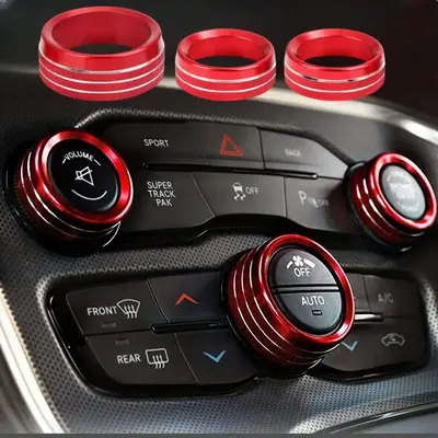 Car Air Conditioner Switch Button Ring Cover, 3 Counts Car AC Switch Button Decoration Ring, Universal Car Accessories for Do...