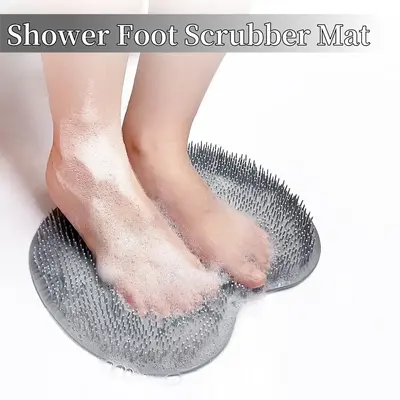 Silicone Shower Foot Scrubber Mat,Back & Feet Cleaning Pad,Shower Massage Soft Bristles Exfoliating Scrubber,Wall Mounted Sli...