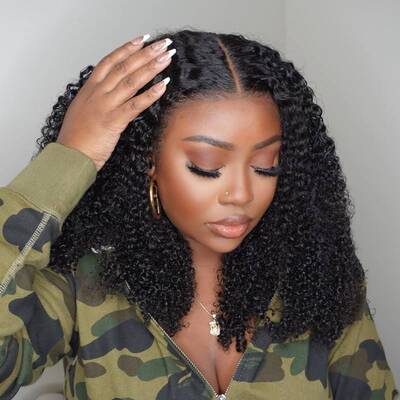 Kinky Curly 13x4 Lace Front Human Hair Wig Pre-plucked Lace Front Culrly Wig