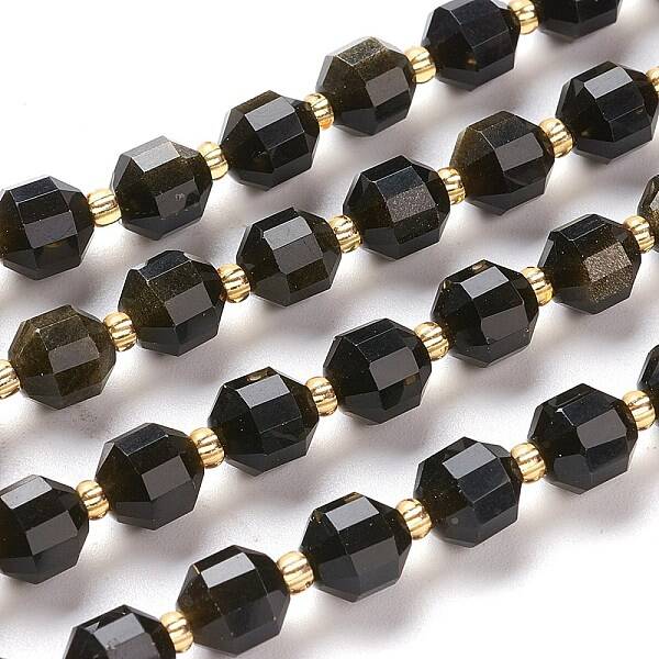 Natural Golden Sheen Obsidian Beads Strands