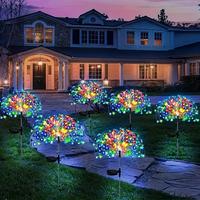 2-pack, solar powered garden decoration fireworks light, 120 LED lamp beads, outdoor waterproof lawn light, summer camping pa...