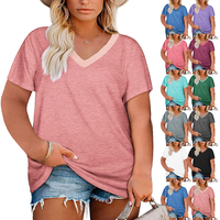 Imily Bela Womens Plus Size V Neck T Shirts Summer Short Sleeve Sexy Tops T-Shirts Tunic Casual Loose Fit Soft Basic Tees