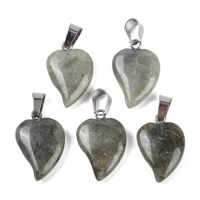 Natural Labradorite Heart Pendants
