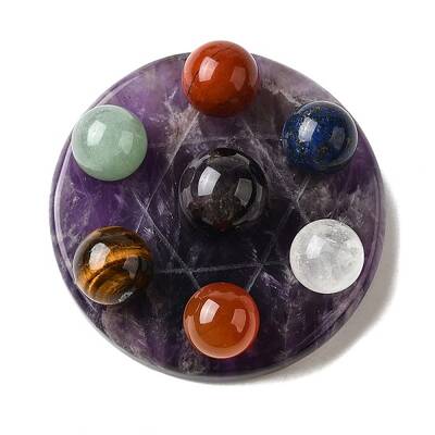 Chakra Natural Amethyst Base Seven Star Group Display Decorations