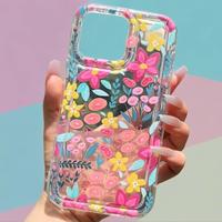 Floral Pattern Clear Phone Case, Anti-drop Cellphone Protective Case, Total Protective Shockproof Mobile Phone Cover for iPho...