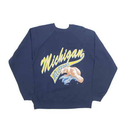 DECOTEX Michigan Wolverines USA Sweatshirt Blue 90s Mens S