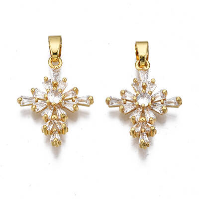 Brass Micro Pave clear Cubic Zirconia Pendants