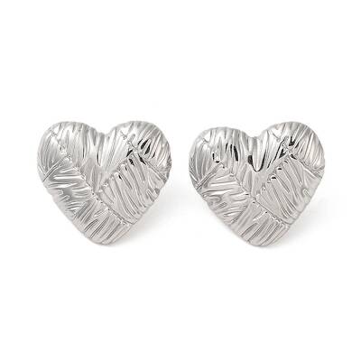 Non-Tarnish Heart 304 Stainless Steel Stud Earrings for Women