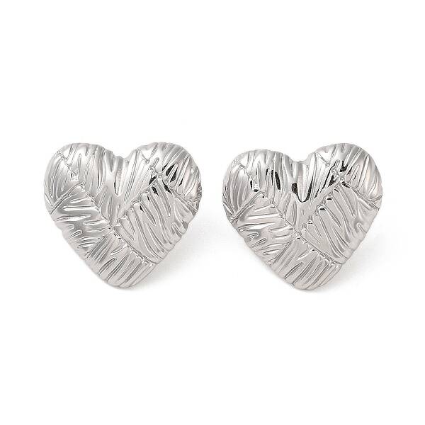Non-Tarnish Heart 304 Stainless Steel Stud Earrings for Women