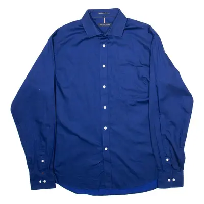 TOMMY HILFIGER Mens Plain Shirt Blue Long Sleeve XL