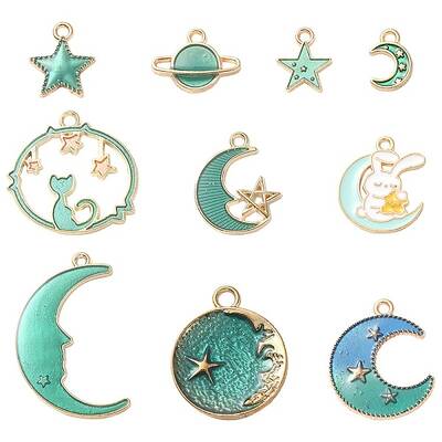 10Pcs 10 Style Alloy Enamel Pendants