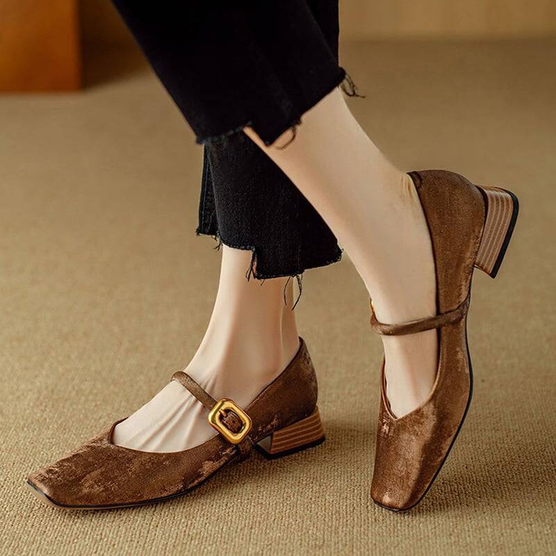 CHIKO Sasha Square Toe Block Heels Mary Jane Shoes