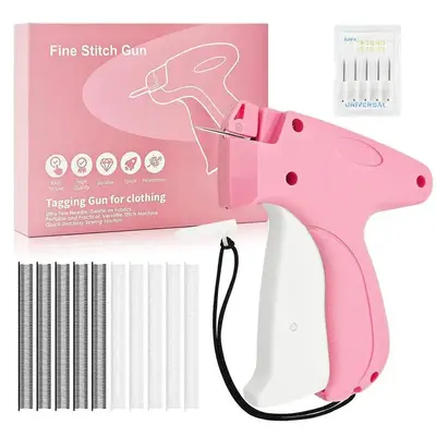 Mini Sewing Stitch Gun, 1 Count Clothing Stitch Tagging Gun, Stitching Gun Tool with 5 Counts Needles & 500pcs Black Fastener...