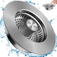 Kitchen Sink Drain Strainer 3 in 1 304 Stainless Steel Pop Up Stopper Combo, Anti-Clogging Design, US Standard 3-1/2 Inch Dra...