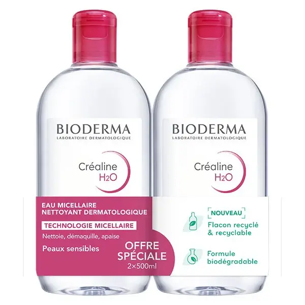 Bioderma Crealine H2O - Original Micellar Water - PACK of 2x500 ml Pack of 2