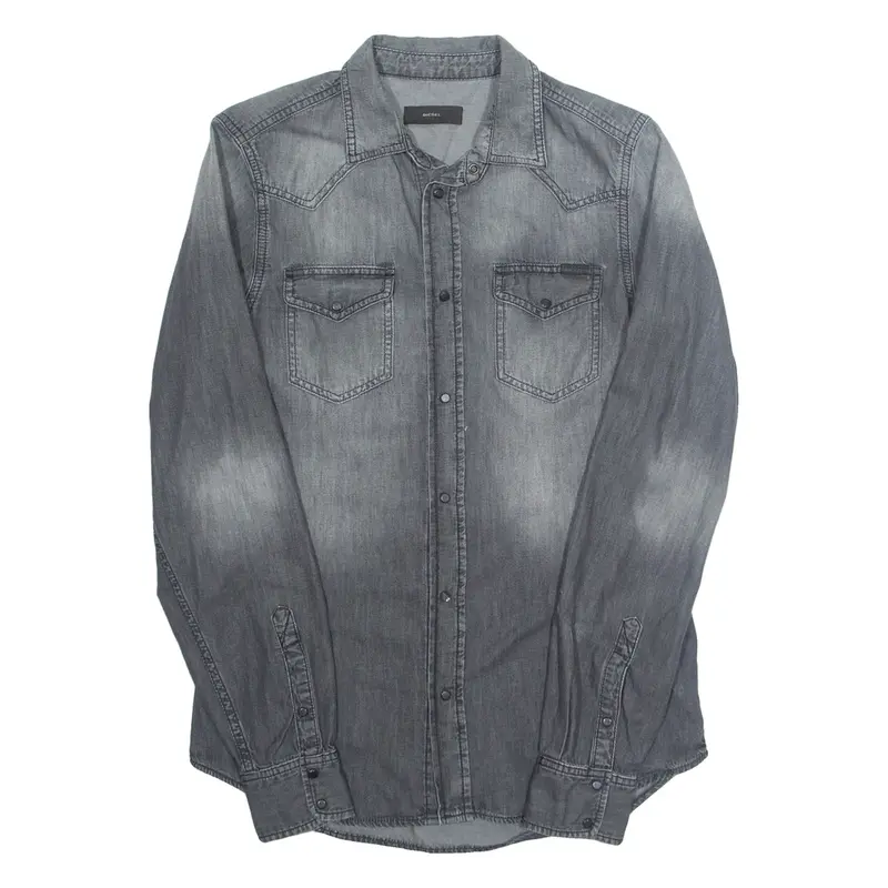 DIESEL Mens Plain Shirt Grey Long Sleeve M