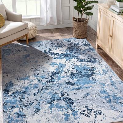 Garvee Floral Area Rug Non-Slip Low-Pile Soft Washable Rubber Backing Lightweight Foldable for Living Room Kitchen Bedroom