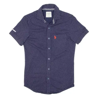 U.S. POLO ASSN Mens Shirt Blue Spotted S