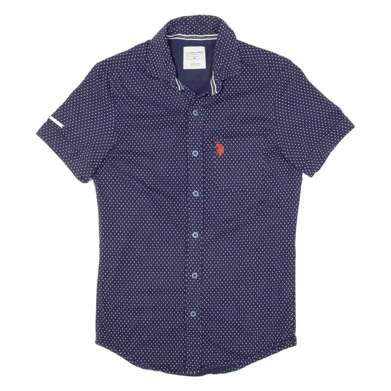 U.S. POLO ASSN Mens Shirt Blue Spotted S