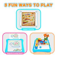 3-in-1 & 2-in-1 Montessori Magnetic Color & Number Maze with Building Blocks, Educational Toy for Toddlers Ages 2-5, Fine Mot...