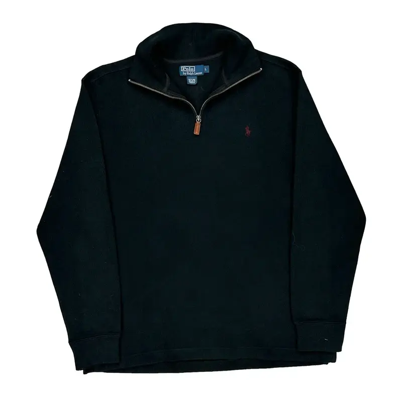 Polo By Ralph Lauren 1/4 Zip - Large Black Cotton