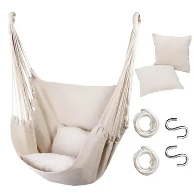 Hammock Chair Swing (300 lbs Max) - Hanging Hammock Chair Rope Swing Indoor for Bedroom, Outdoor, Patio, Bedroom, Porch, Deck