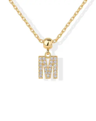 PAVOI 14K Yellow Gold Plated Initial Letter Charms Necklace for Women - Cubic Zirconia Alphabet Letters Pendant Charms Neckla...
