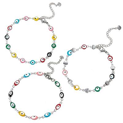 3Pcs 3 Styles 304 Stainless Steel Link Bracelets