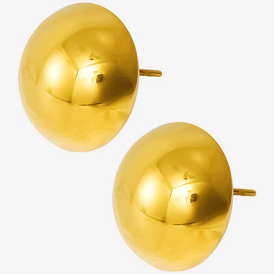 Simple Half Round 304 Stainless Steel Stud Earrings