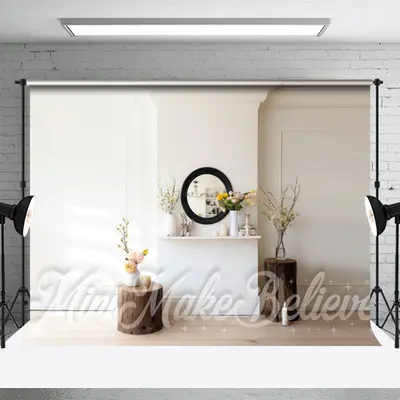 White Wall Mirror Flower Floor Mudunzi Backdrop - Aperturee
