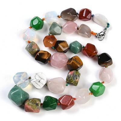 Natural Mixed Stone Nuggets Beaded Necklaces for Women Men